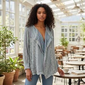 Thierry Colson Wrap Velvet Top Jacket Blouse Size S Silk Viscose Blend